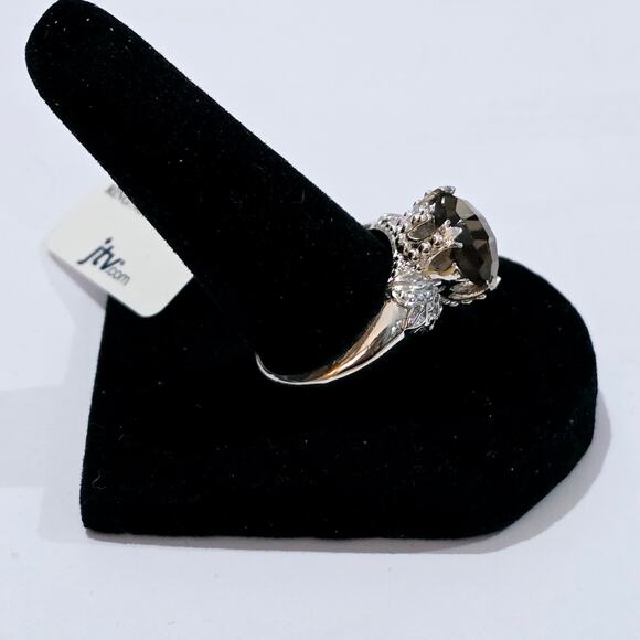 Sterling Silver Square Cut Smokey Quartz Solitaire Ring Size 10 NWT - Picture 3 of 5